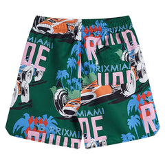 RHUDE X WEBSTER MIAMI RACING LINEN GRAND PRIX BUTTON UP Shorts