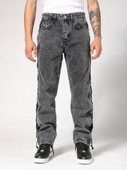 Black Laces Denim Pants