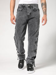 Black Laces Denim Pants