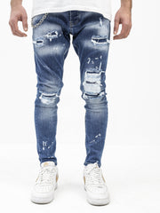 Randomly Distressed Blue Jeans