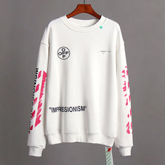 OFF WHITE Classic 99 Pink Number Arrow Crew Neck Sweatshirts