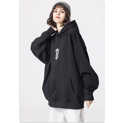 RS Plush luminous print men's hooded sweatshirt